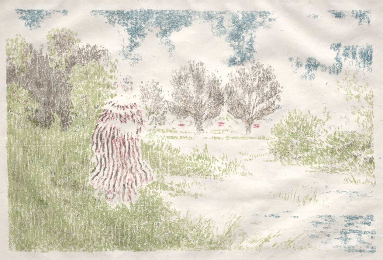 Krajiny: Žena v pruhovaných šatech Paysage: Femme en robe à rayures, 1898. od Ker Xavier Roussel