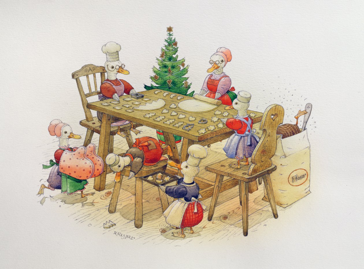Ducks Christmas, 1999 (wc na papíře) od Kestutis Kasparavicius