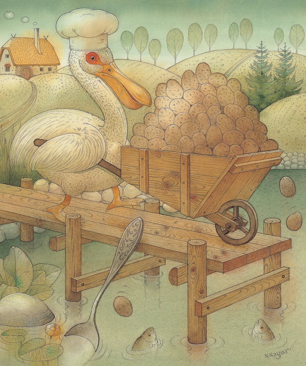 Pelikán, 2005 (wc na papíře) od Kestutis Kasparavicius