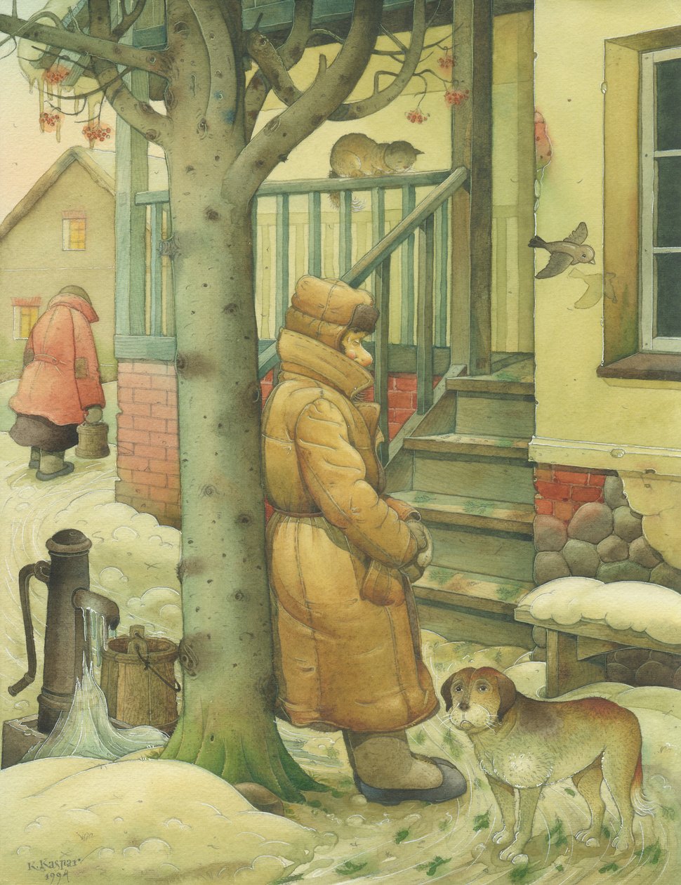 Russian Scene 03, 1994 (wc na papíře) od Kestutis Kasparavicius