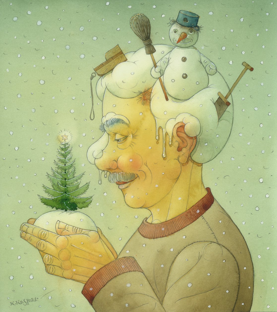 Snowy Winter, 2006 (wc na papíře) od Kestutis Kasparavicius