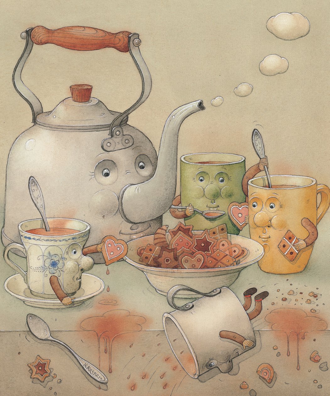 Tea Club, 2003 (wc na papíře) od Kestutis Kasparavicius