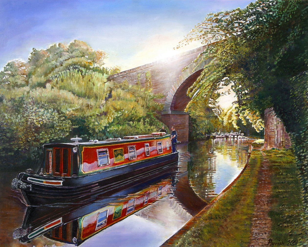 Kate Boat na Grand Union Canal, 2001 od Kevin Guild of Railway Artist Parrish
