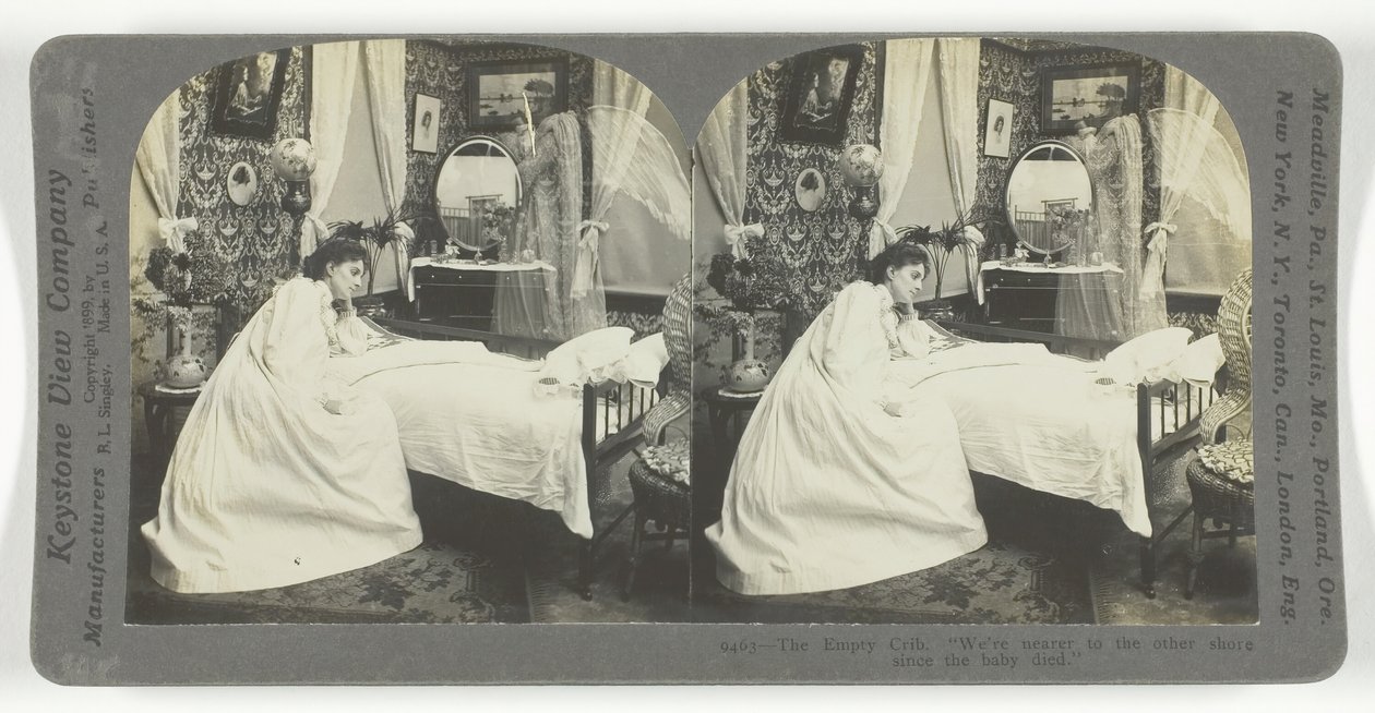 Prázdná postýlka. Jsme blíže druhému břehu, protože dítě zemřelo, 1899. od Keystone View Company