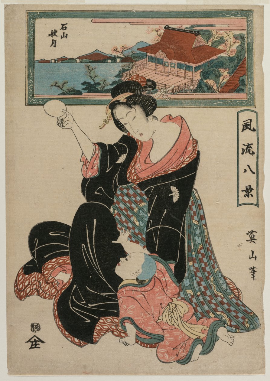 Podzimní měsíc v chrámu Ishiyamadera ze série Módních osm pohledů, c. 1814-17. od Kikugawa Eizan