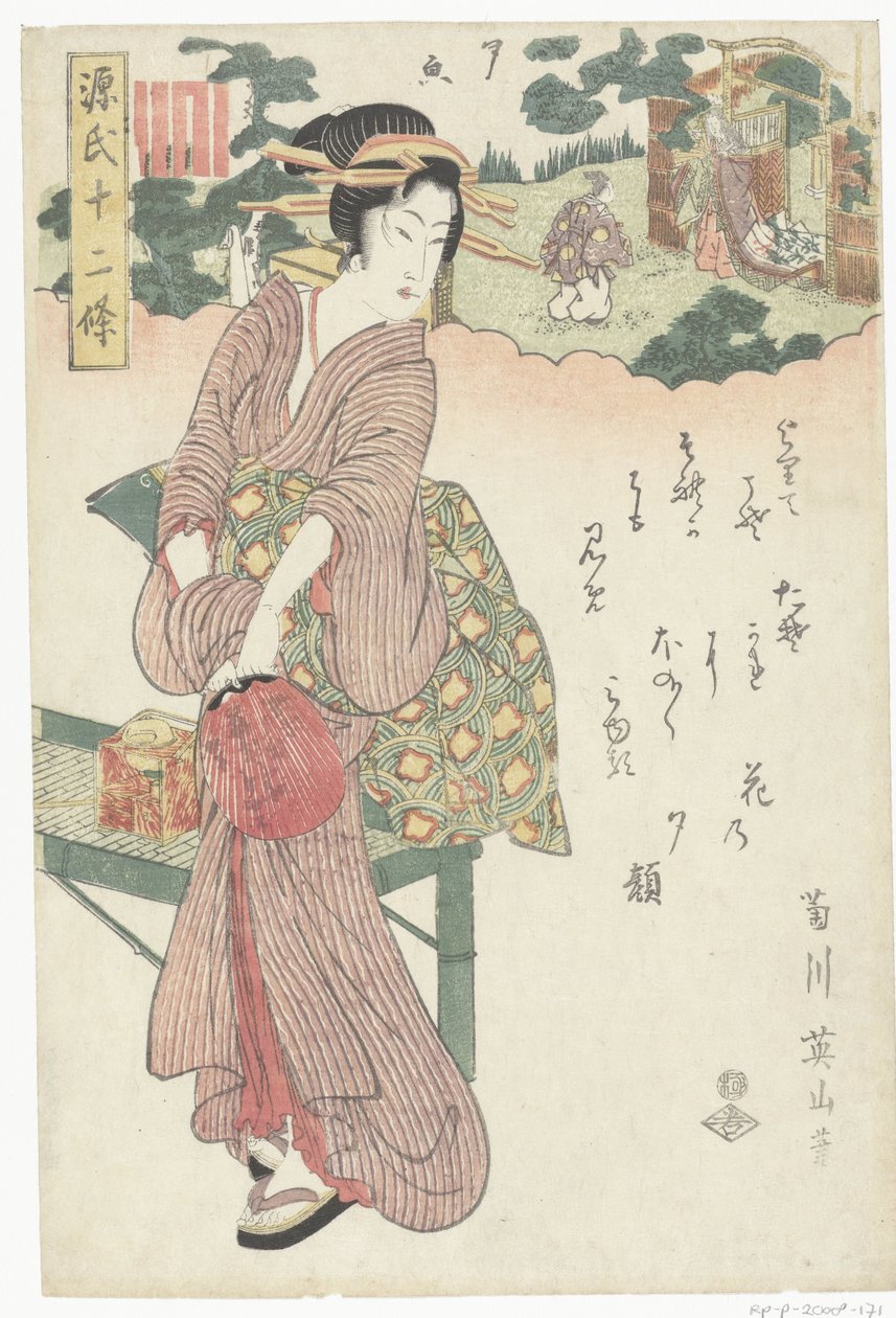 Yugao Dvanáct kapitol příběhu Genji (název série) Genji junijo (název série na objektu) od Kikugawa Eizan