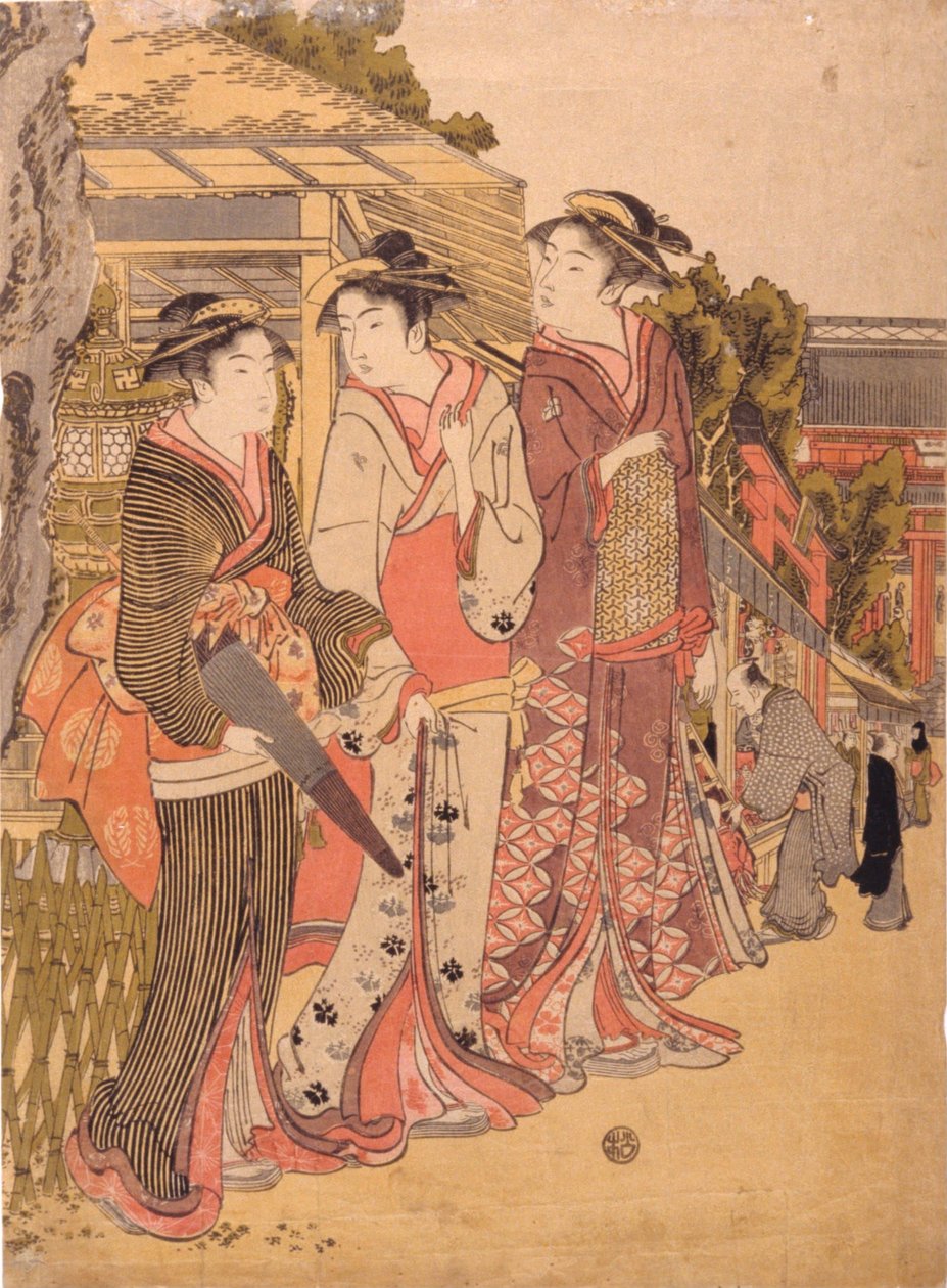 Tři krásky na tržišti od Kikukawa Eizan