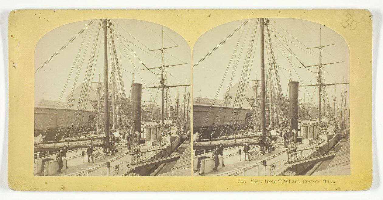 Pohled z T Wharf, Boston, Mass, 185575. Tvůrci: Kilburn Brothers, BW Kilburn. od Kilburn Brothers, BW Kilburn