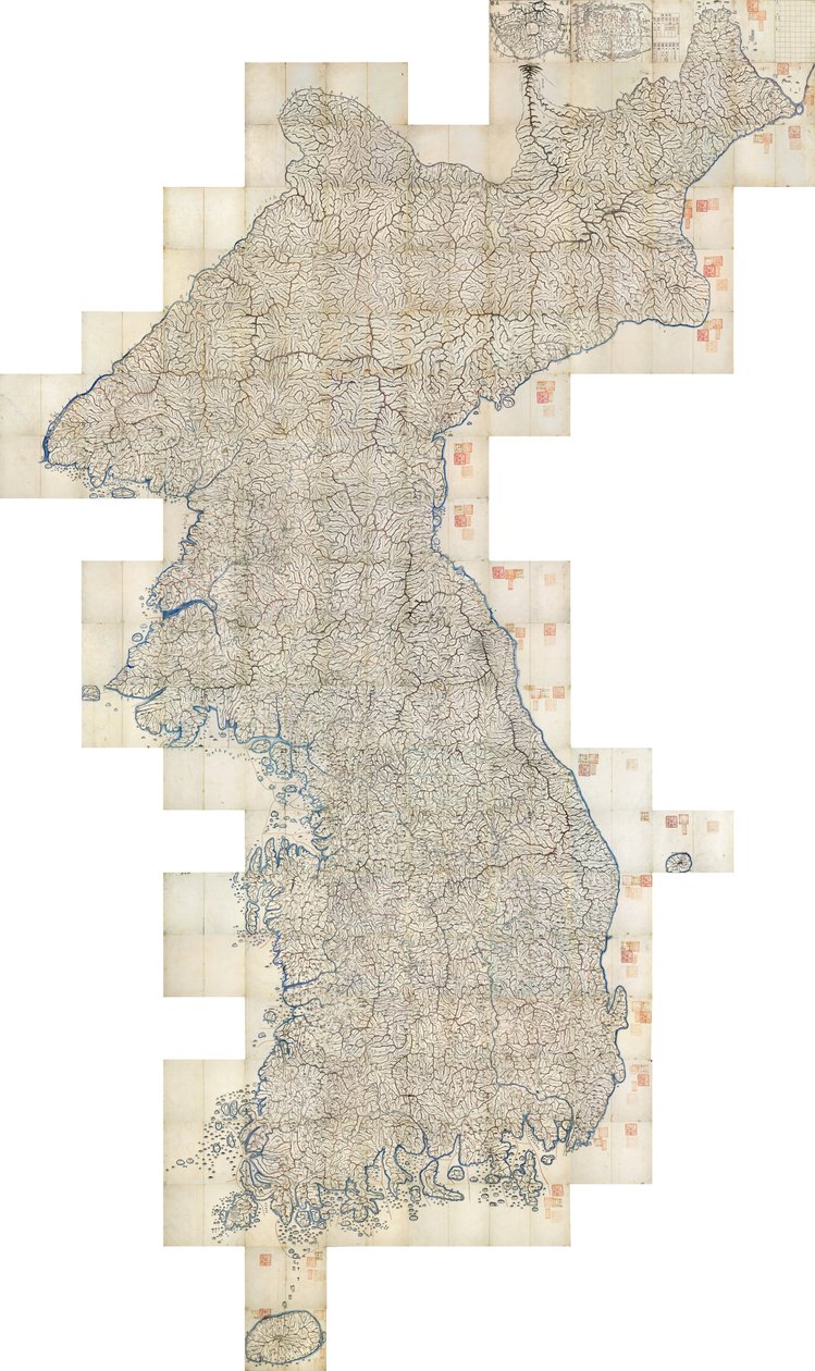 Daedongyeojido (Velká mapa východní země) od Kim Jeong ho