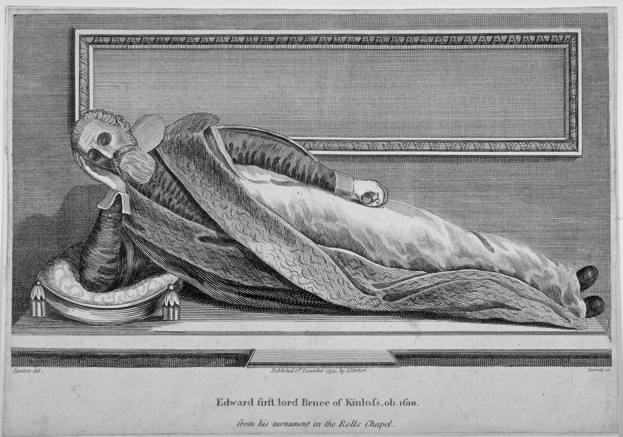Památník sira Edwarda Bruce v Rolls Chapel, Chancery Lane, City of London, 1794 od King