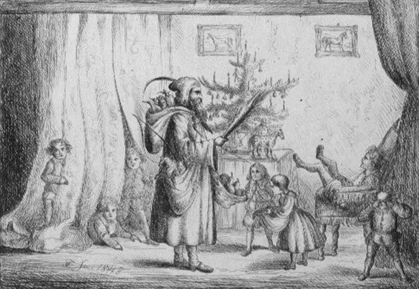 Otec Vánoc přináší dárky královým dětem od King of Portugal Fernando II
