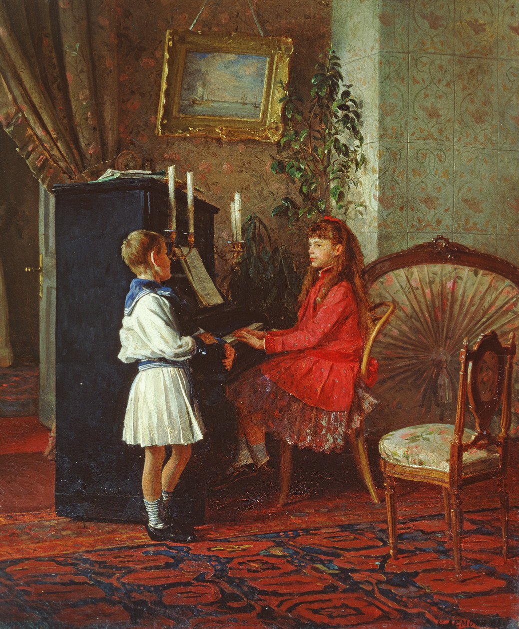 Děti u klavíru, 1886 od Kirill Vikentevich Lemokh