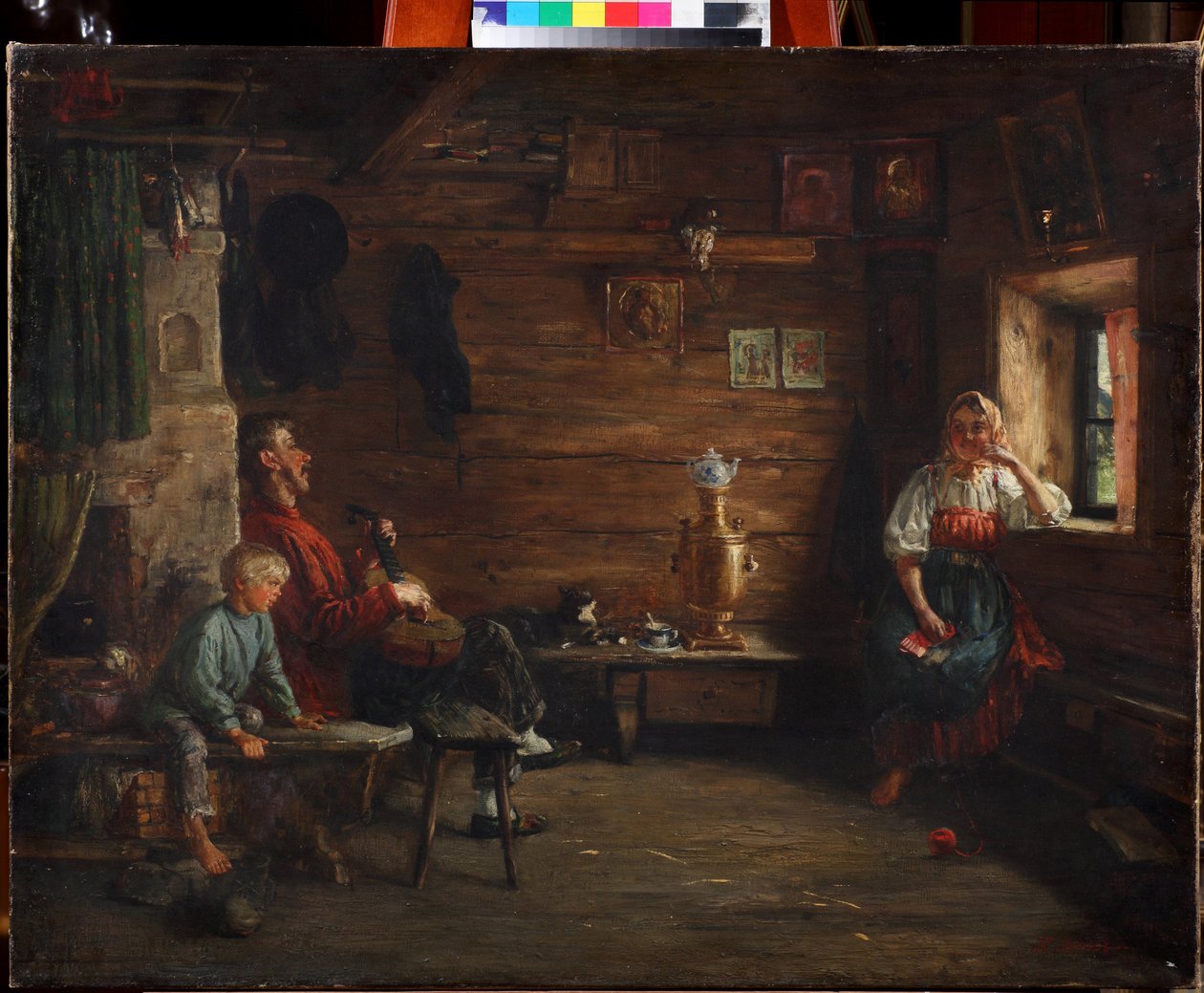 Rodinná idyla par Kirill Vikentievich Lemoch (Lemokh) (1841-1910), - Olej na plátně - Soukromá sbírka od Kirill Vikentievich Lemoch