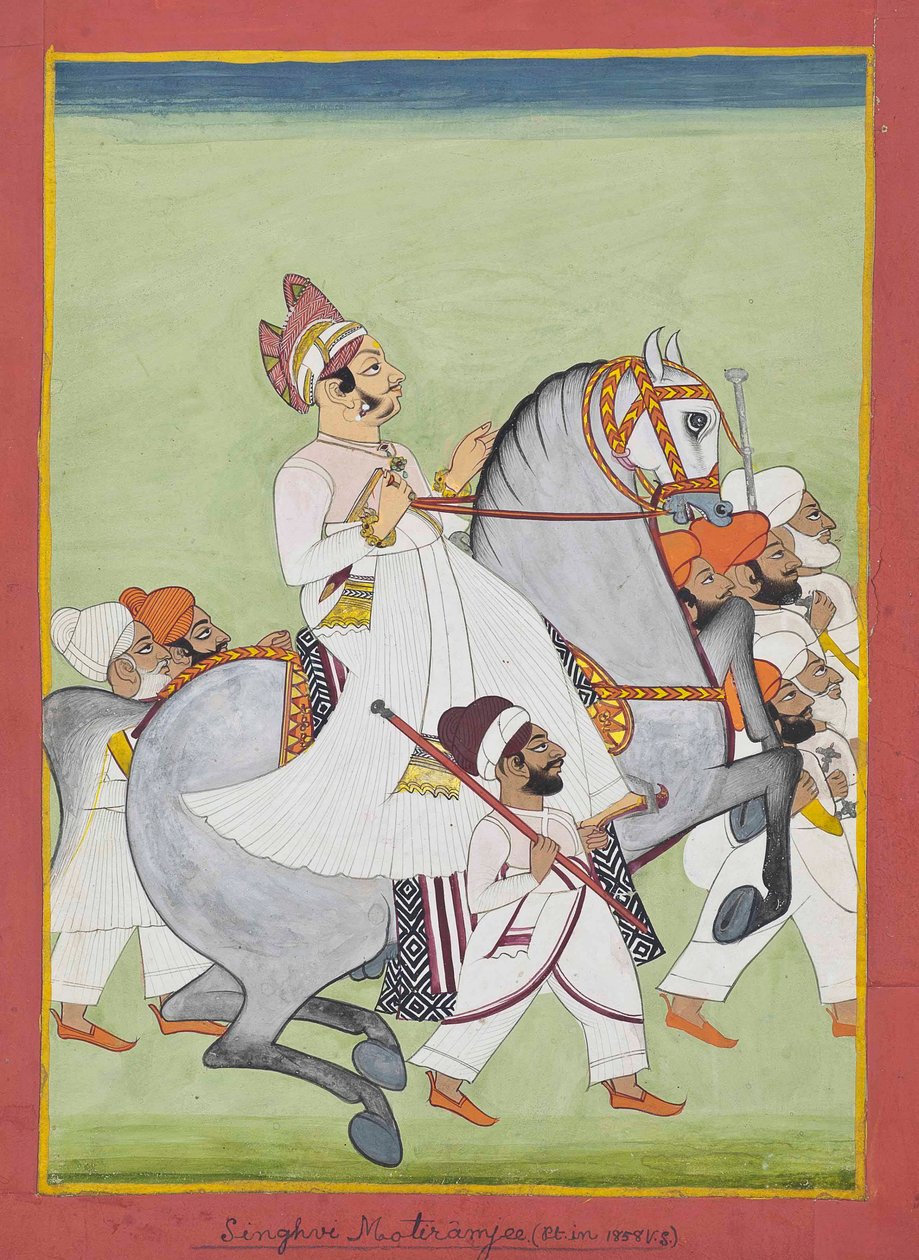 Jezdecký portrét Singhji Motiram Ji, 1802/58 od Kiritaji Bhak