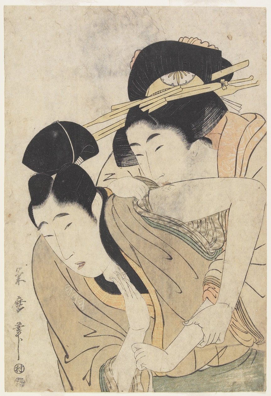(kurtizána a její milenec), c. 1800-1804 od Kitagawa Tsukimaro