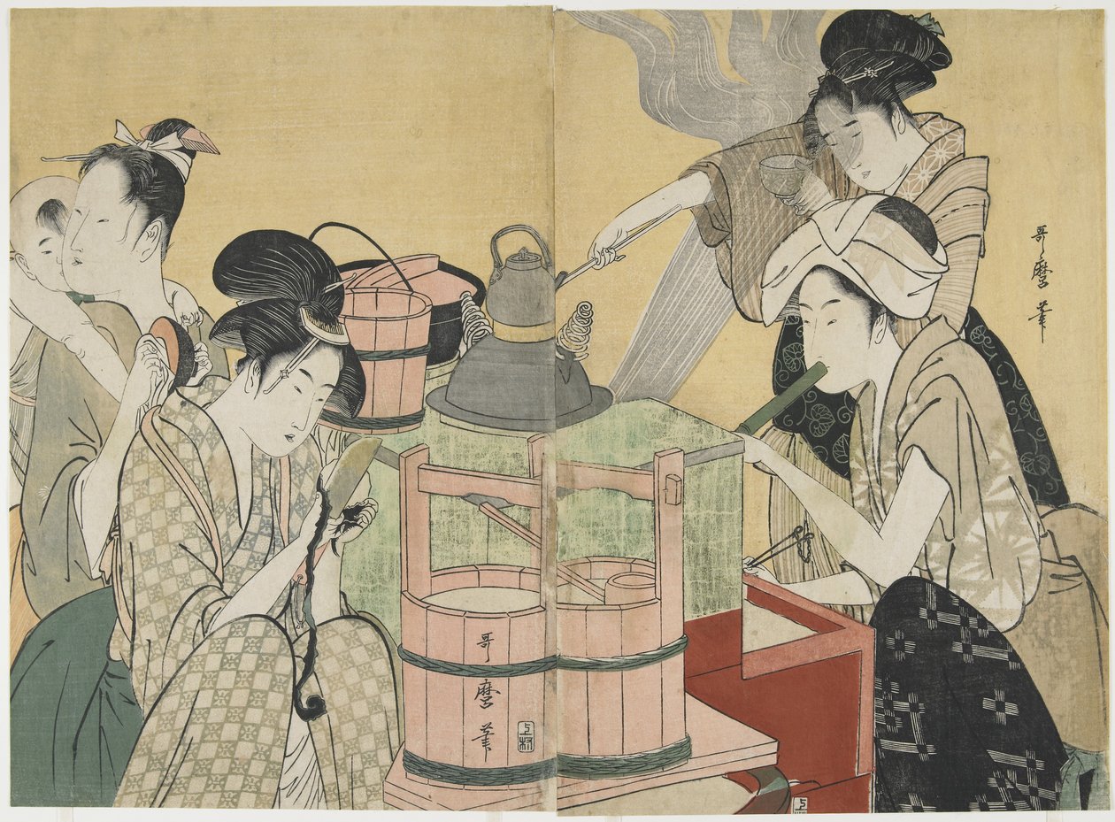 Kuchyňská scéna, 1794-1795 od Kitagawa Utamaro