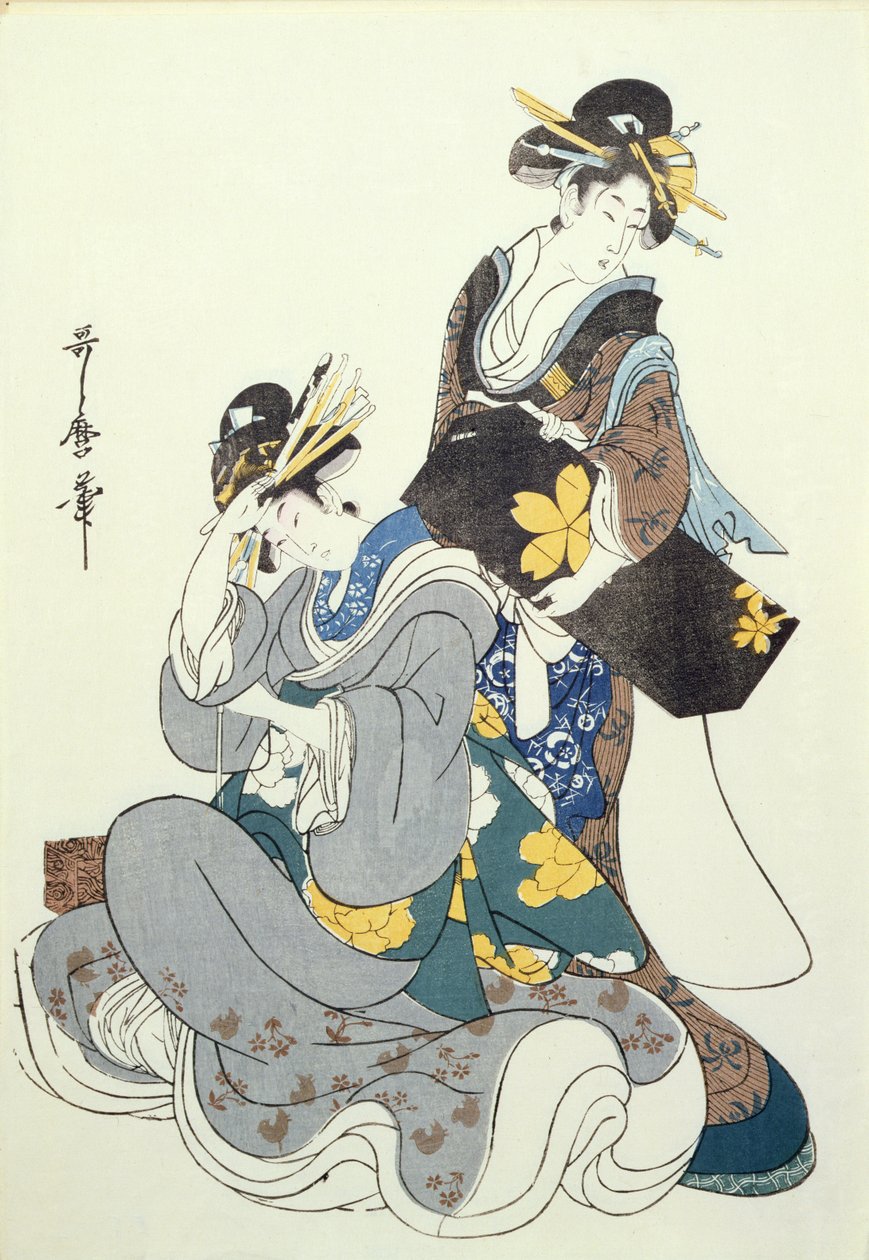 Dvě ženské postavy (barevný dřevoryt, 12. blok) od Kitagawa Utamaro