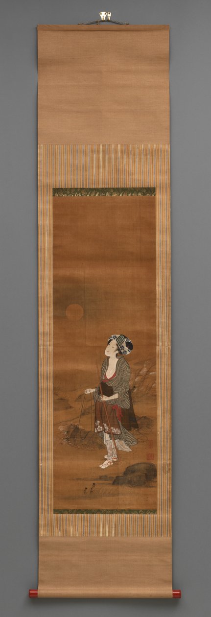 Stojící figura, cca 1790-1850 (akvarel na hedvábí) od Kitagawa Fujimaro