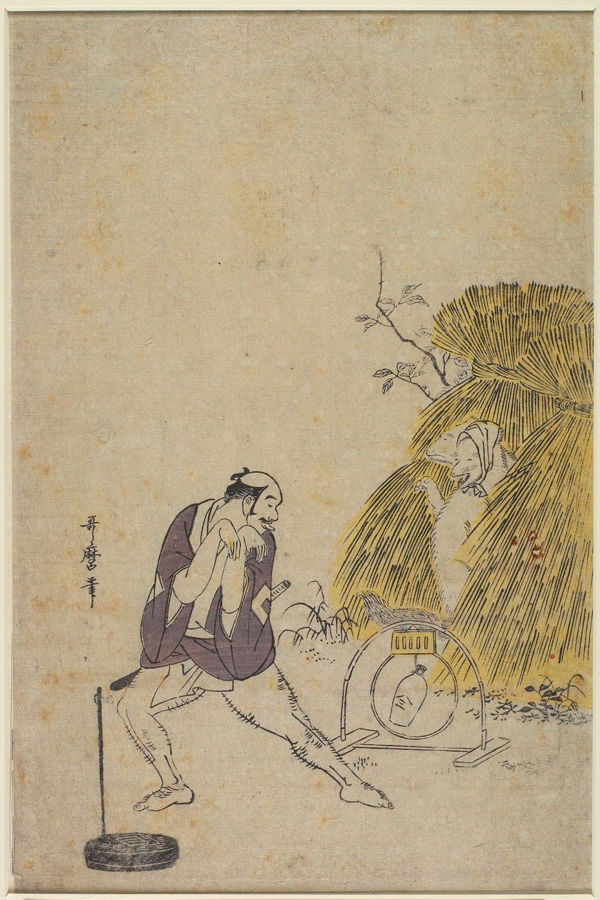 Sluha (Yakko) zesměšňující past na lišku od Kitagawa Utamaro