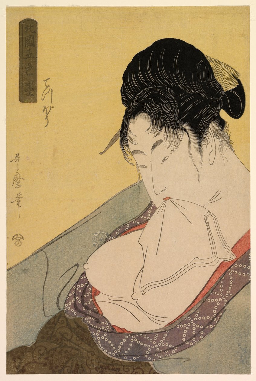 Prostitutka nízké třídy (Gun [teppo]), ze série „Pět odstínů inkoustu v Severní čtvrti“ („Hokkoku goshiki-zumi“) od Kitagawa Utamaro