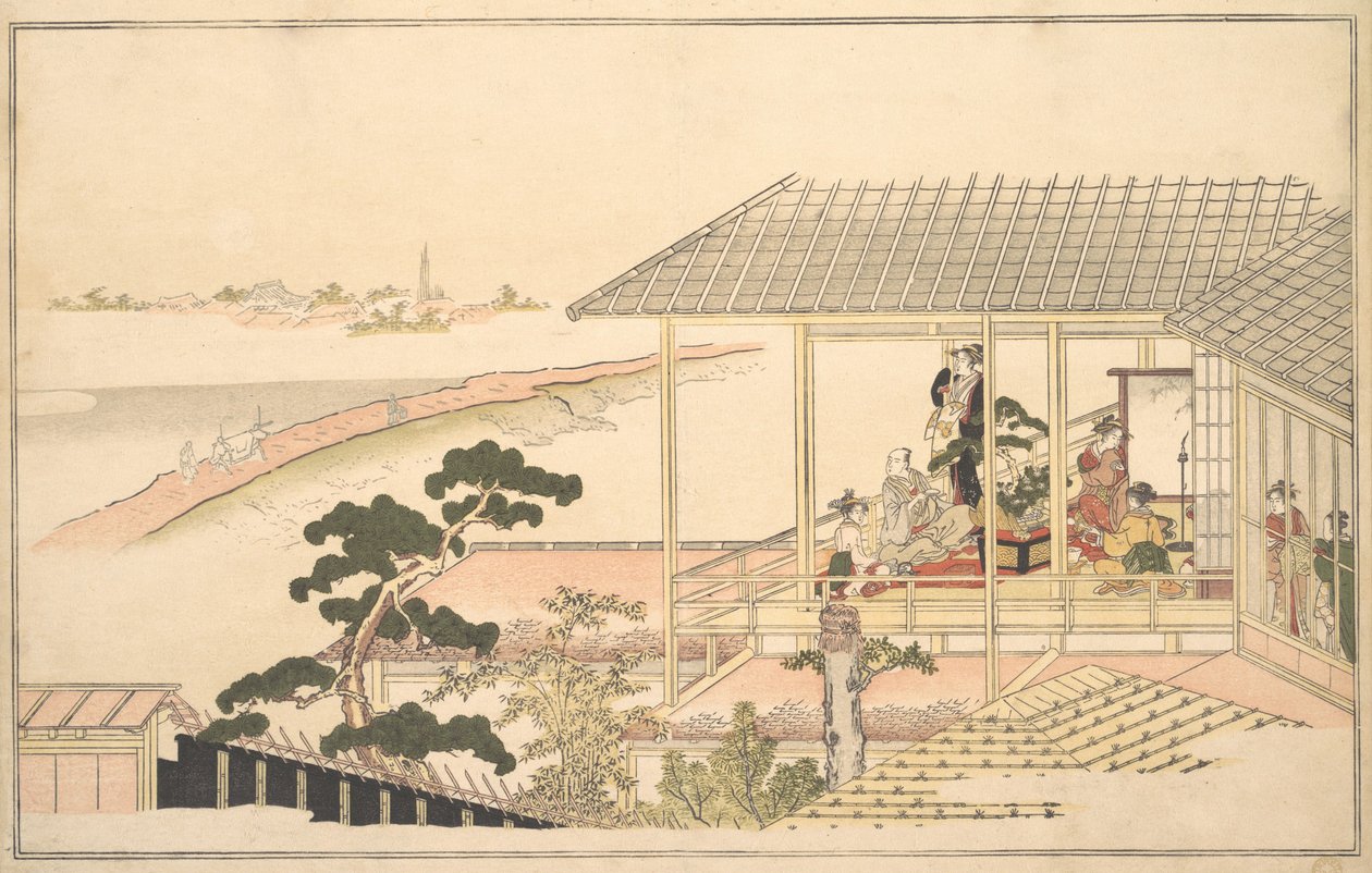 Party of Merrymakers v domě v Yoshiwara za měsíční noci, 1789. od Kitagawa Utamaro