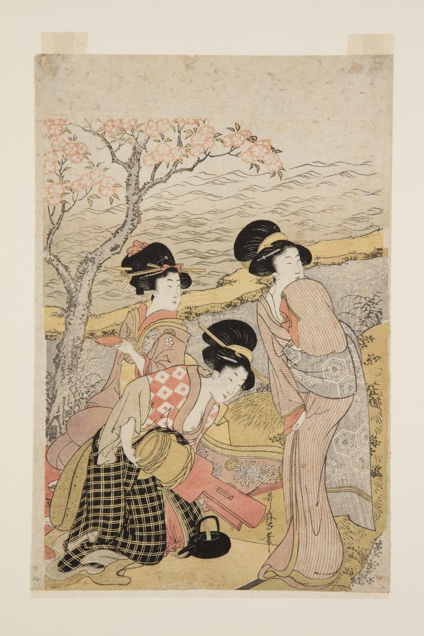 Sake Party u moře (barevný dřevořez) od Kitagawa Utamaro