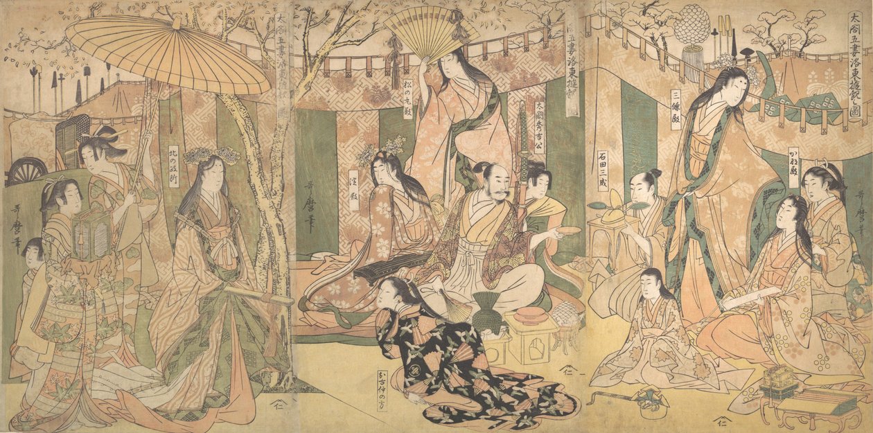Pohled na potěšení Taiko a jeho pěti manželek v Rakuto, 1804. od Kitagawa Utamaro