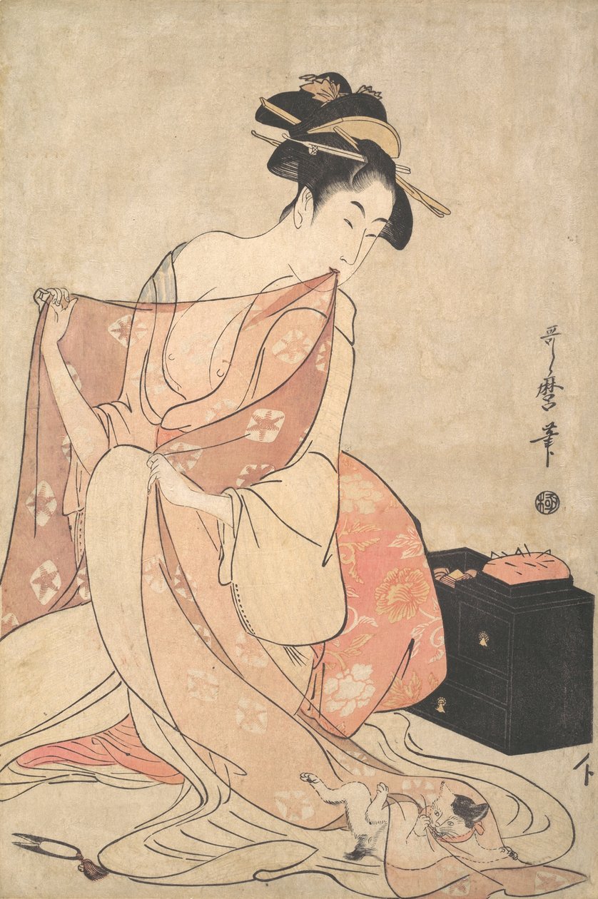 Žena a kočka, ca. 1793-94. od Kitagawa Utamaro