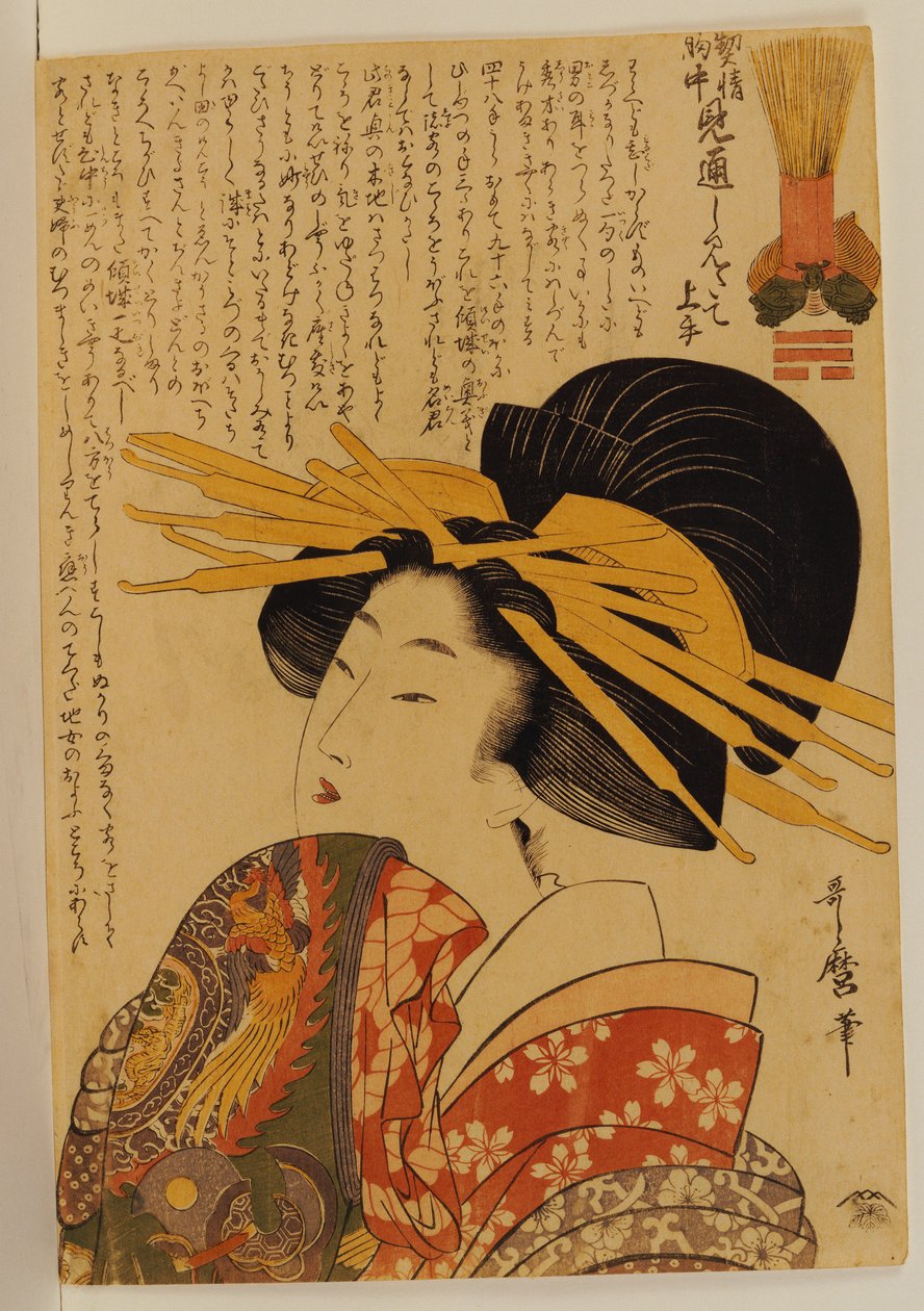 Kurtizána zvedala rukáv od Kitagawa Utamaro