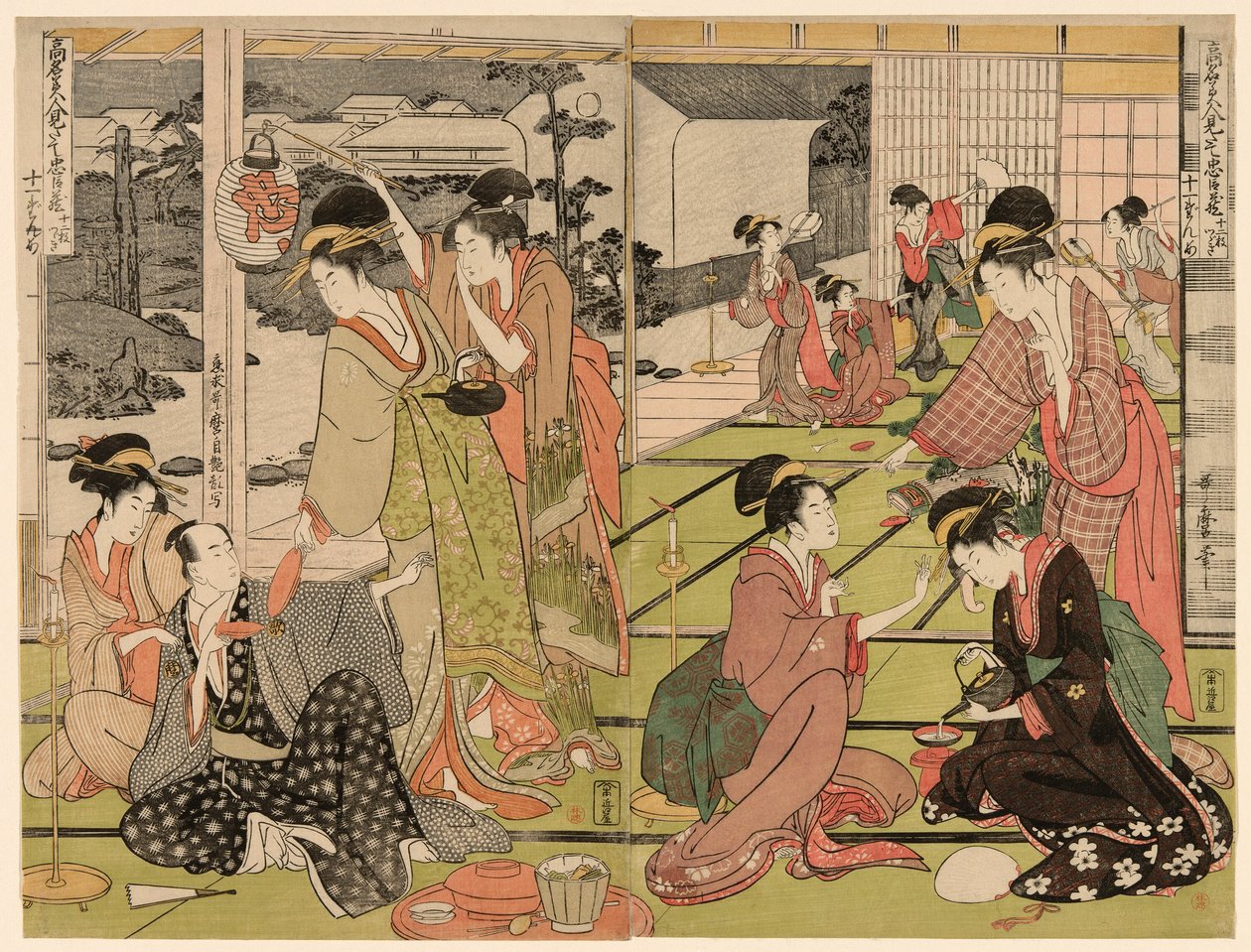 Ah CT Even from Tee Series ``Tee Chu Bedding Drama Paro Wisdom D od Fa už s Bear Uchie s (starý název Bijin Mitate Chu Bedding atd. 2 stromy album)” od Kitagawa Utamaro