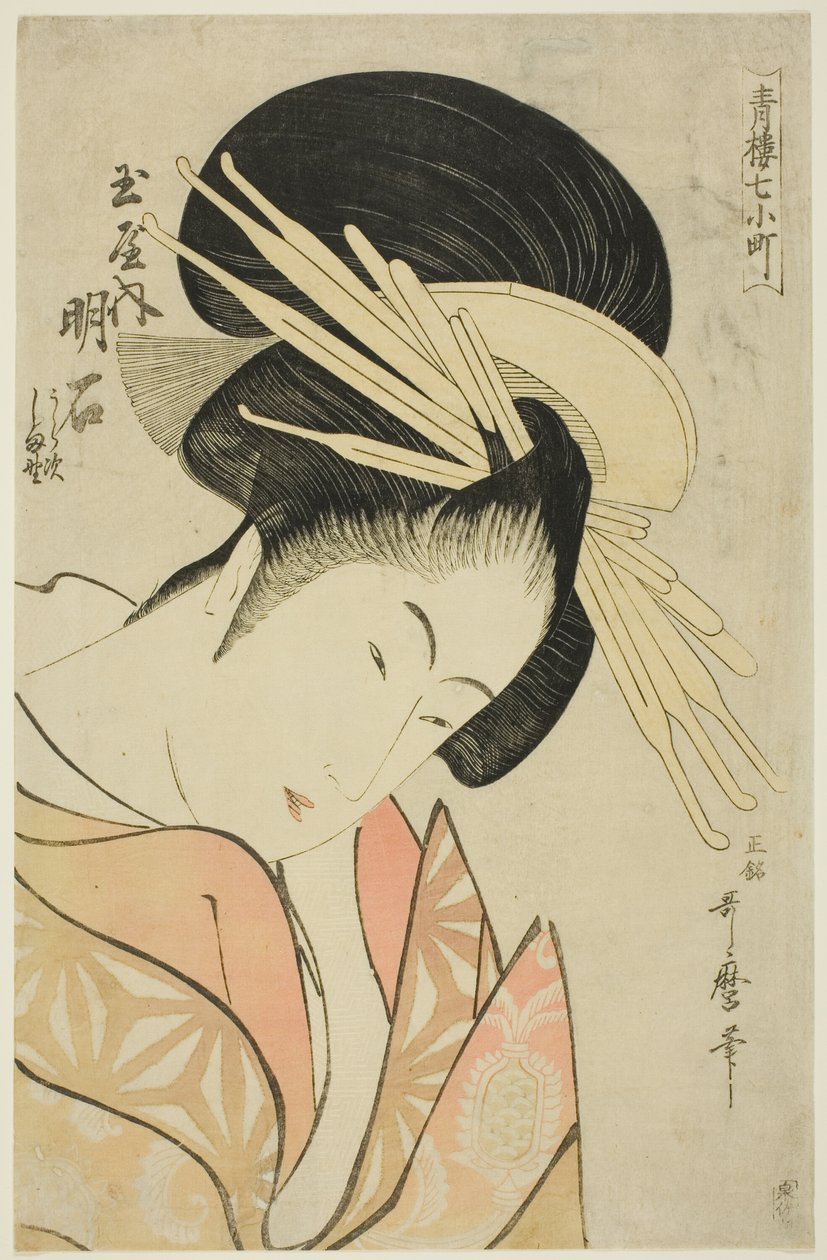 Důkaz Tamaya, z Te Serie Seven Komachi z Yoshiwara (Seiro 7 Komachi) od Kitagawa Utamaro
