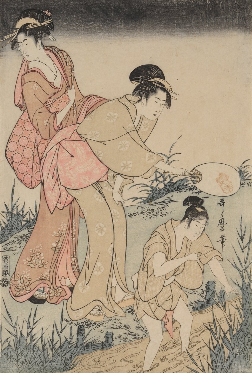 Chytání světlušek pod vrbou (vpravo) od Kitagawa Utamaro