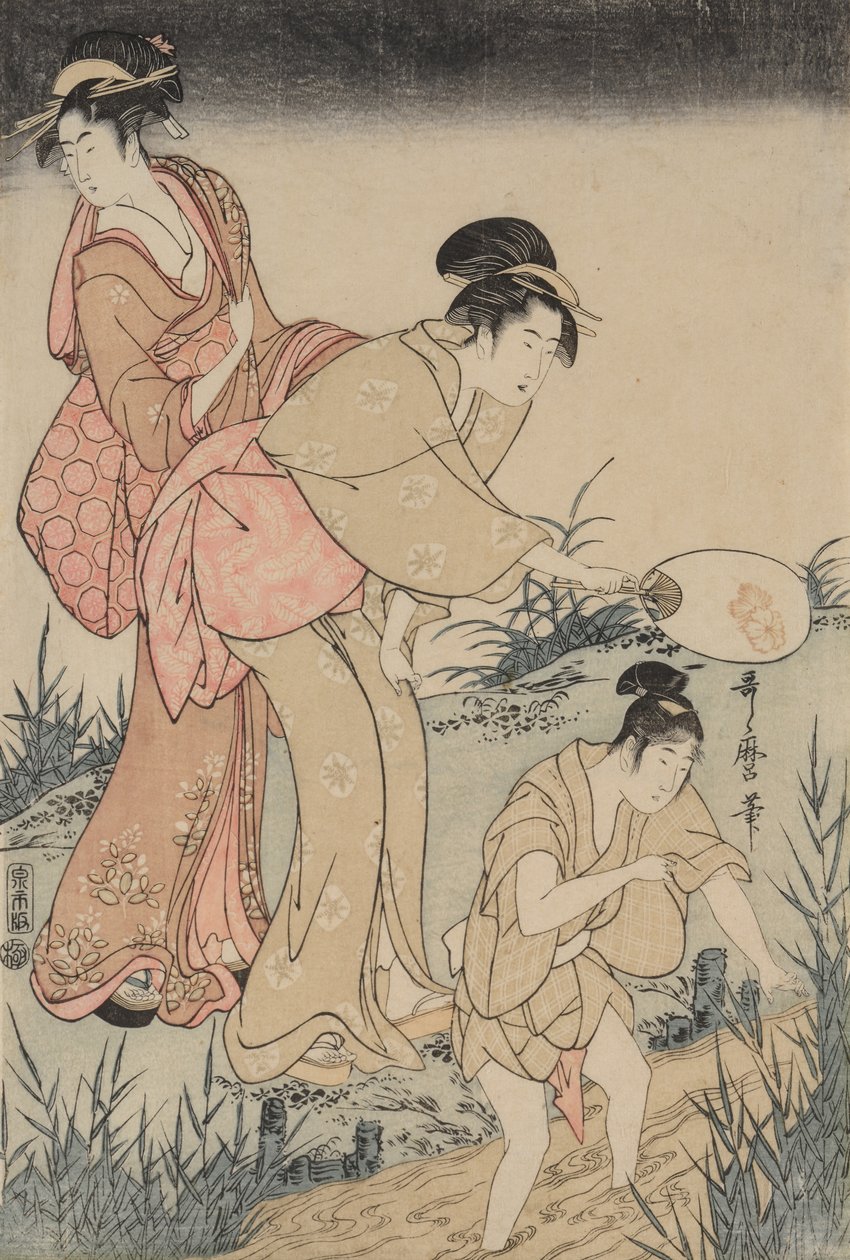 Chytání světlušek pod vrbou vpravo, c. 1796-1797. od Kitagawa Utamaro