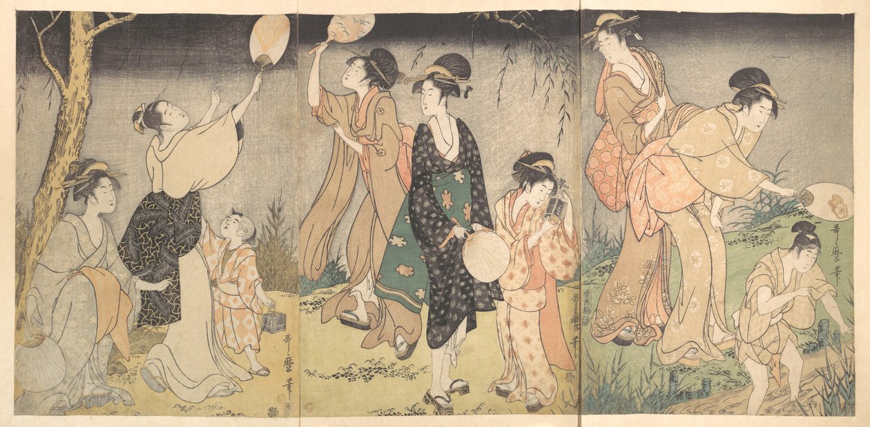 Lovení světlušek (Hotaru gari) od Kitagawa Utamaro