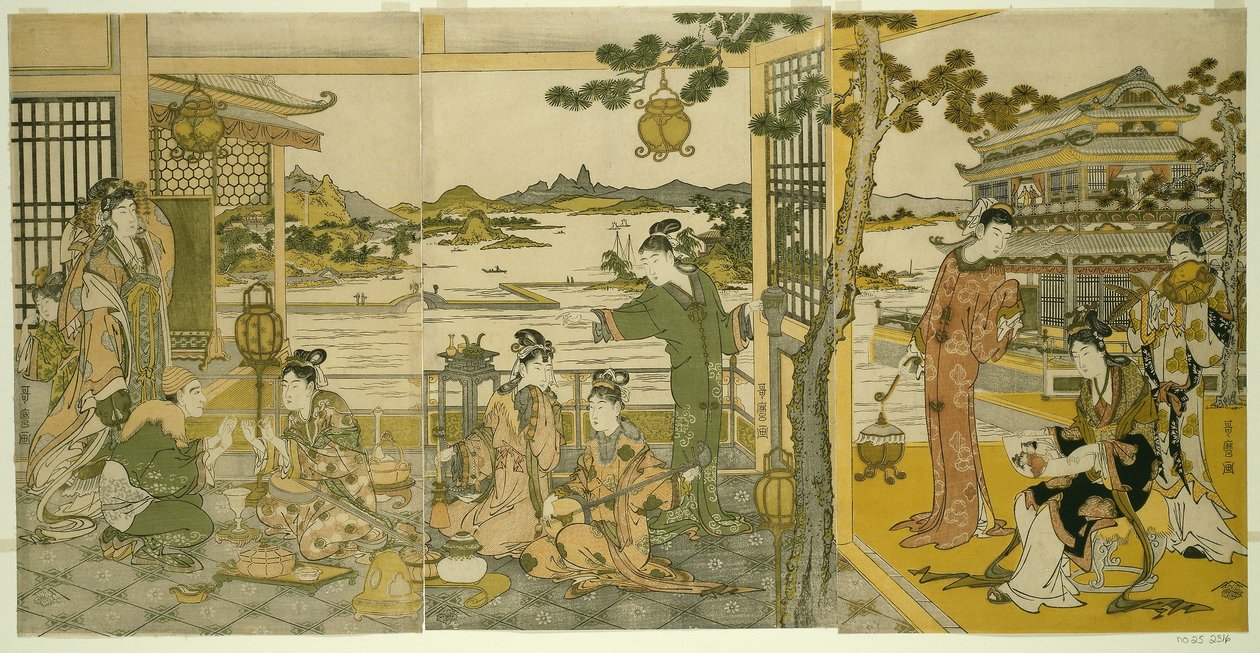 Čínské krásky na banketu od Kitagawa Utamaro