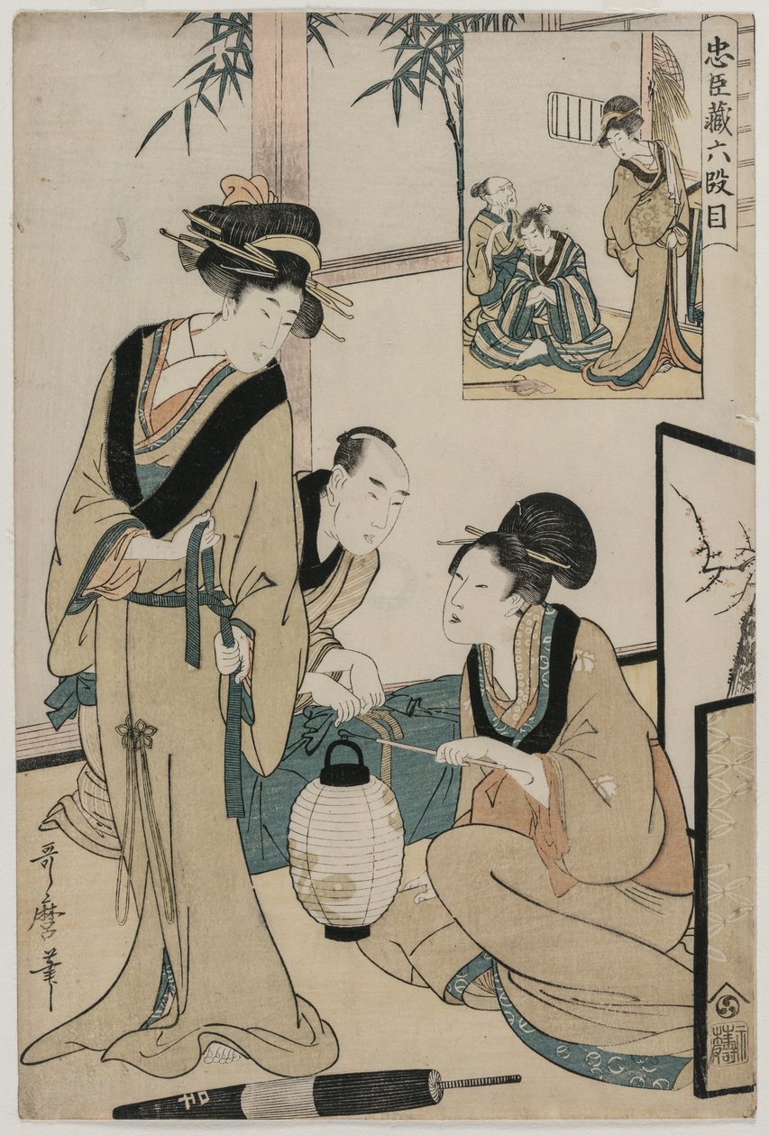 Chushingura: VI. dějství The Storehouse of Loyalty, konec 90. let 18. století. od Kitagawa Utamaro
