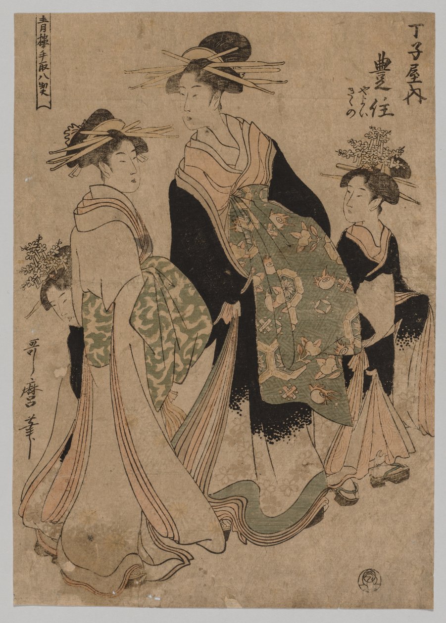 Kurtizány a průvodčí od Kitagawa Utamaro