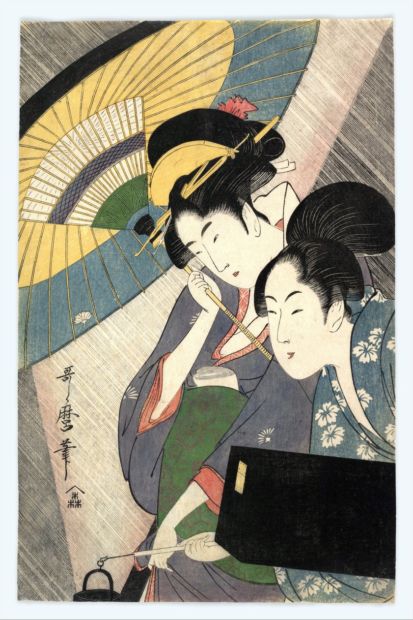 Deux femmes sous un parapluie - Dvě ženy pod deštníkem par Utamaro, Kitagawa (1753-1806) od Kitagawa Utamaro