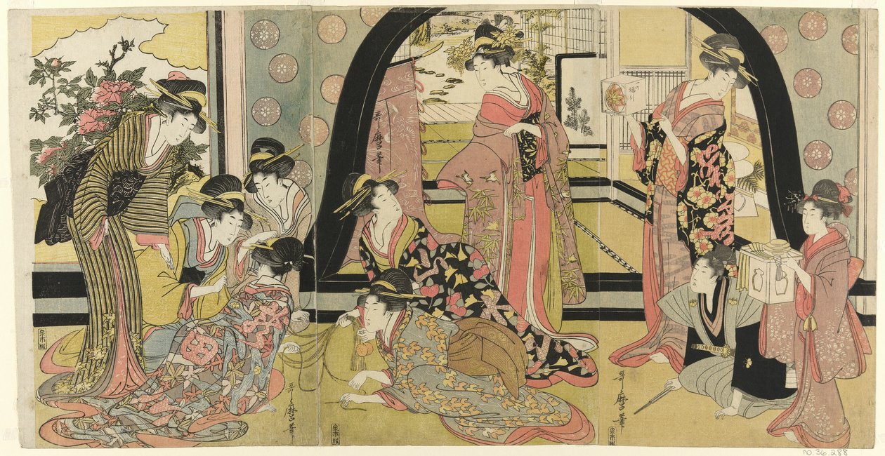 Losování o ceny (Ho biki) od Kitagawa Utamaro