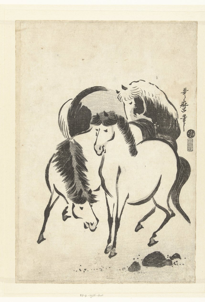 Tři koně od Kitagawa Utamaro