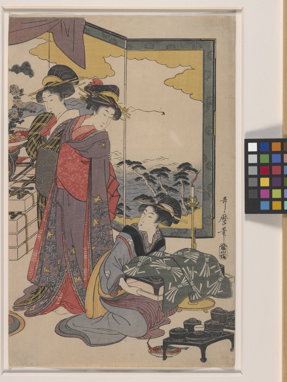 Festival Ebisu (barevný dřevořez) od Kitagawa Utamaro