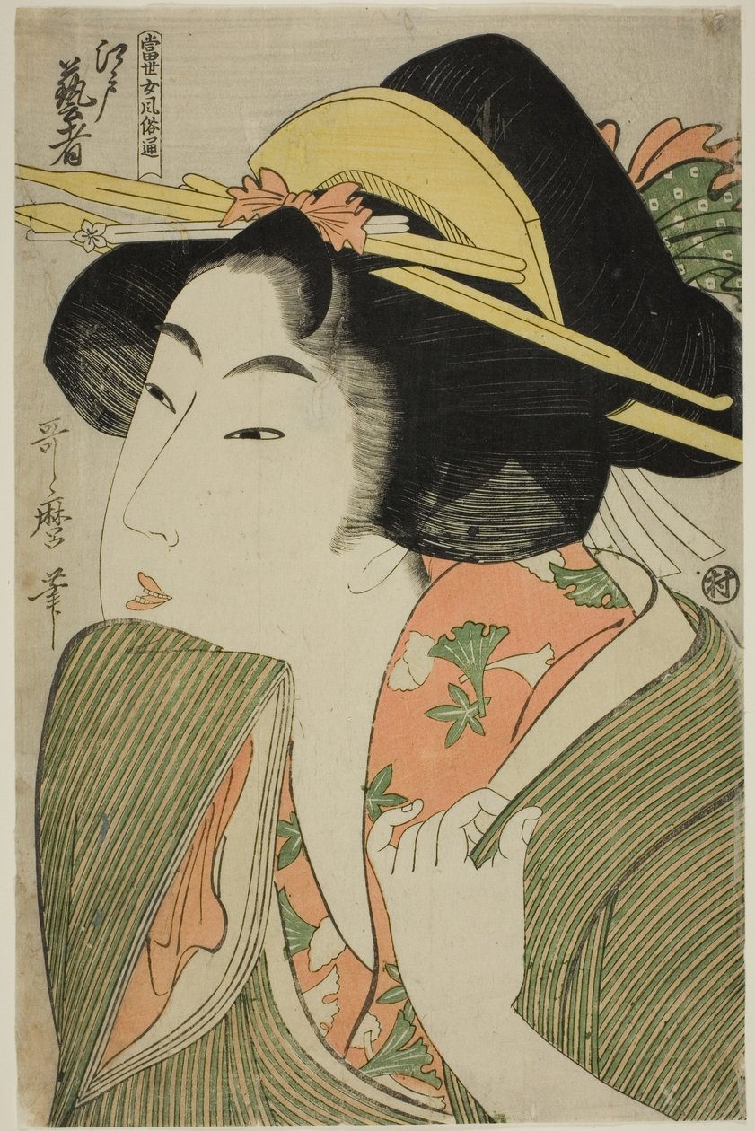 Gejši z Eda, ze série "Průvodce současnými ženskými styly (Tosei onna fuzoku tsu)". od Kitagawa Utamaro