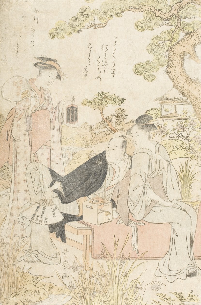 Užívat si chladu v zahradě od Kitagawa Utamaro