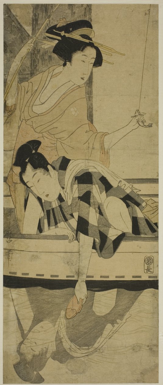 Rybaření pod mostem od Kitagawa Utamaro