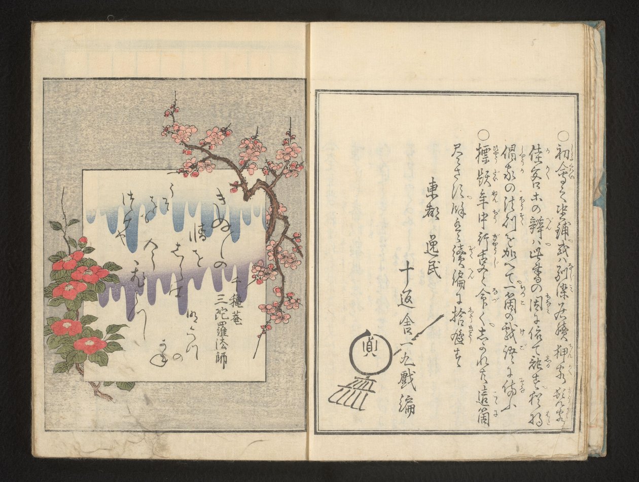 Báseň s jarními květinami od Kitagawa Utamaro