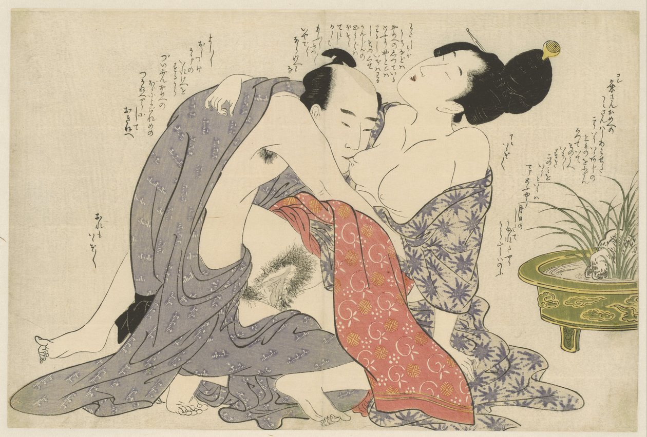 Tajný románek ženatého muže a vdané ženy Negai no itoguchi (název série) od Kitagawa Utamaro