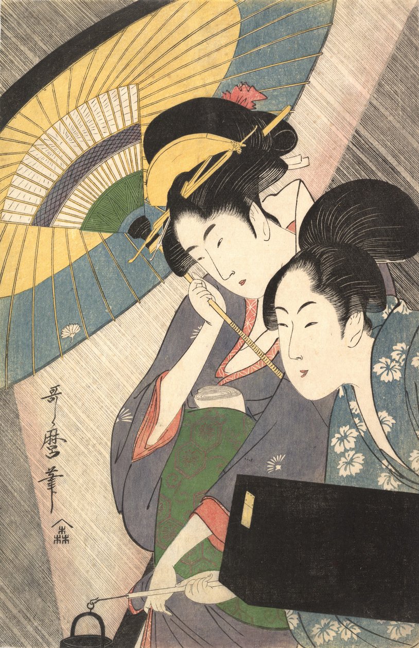 Geisha a Attendant v deštivé noci, ca. 1797. od Kitagawa Utamaro