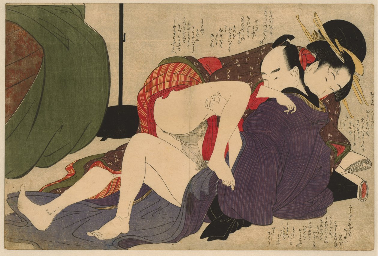 Gejša a její milenec Negai no itoguchi (název série) od Kitagawa Utamaro
