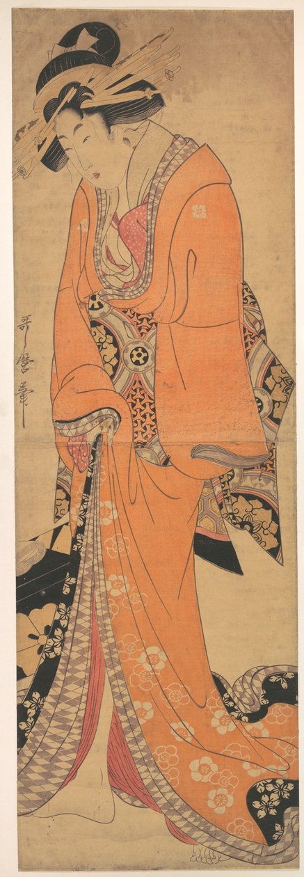 Gejša, pravděpodobně zpěvačka od Kitagawa Utamaro
