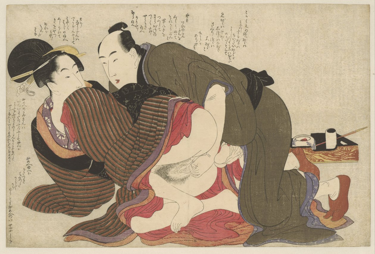 Ženatý muž a vdova Negai no itoguchi (název série) od Kitagawa Utamaro